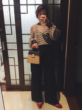 「Ameri（アメリ）のアイテム（かごバッグ）」を使った、stellaさん（レディース・169cm）の春コーディネート