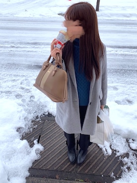「RAY CASSIN（レイカズン）のアイテム（チェスターコート）」を使った、namiさん（レディース・167cm）の冬コーディネート