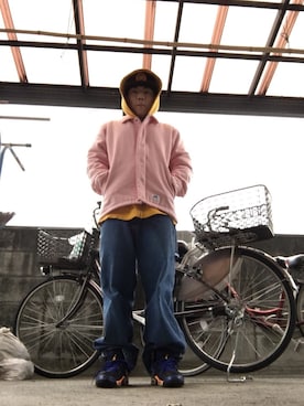 「QUARTER SNACKS（クウォータースナックス）のアイテム（その他アウター）」を使った、DOPEじゃないマン。さん（メンズ・161cm）の冬コーディネート