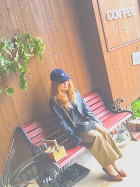 「PAGEBOY（ページボーイ）のアイテム（ライダースジャケット）」を使った、shinoさん（レディース・143cm）の春コーディネート