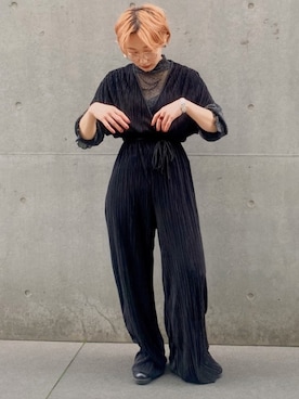 「美容師」｜「アイテム（オールインワン・サロペット）」を使った、たぴおか。さん（レディース・156cm）の夏コーディネート