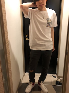 「MYne（マイン）のアイテム（シューズ）」を使った、マオさん（メンズ・175cm）の夏コーディネート