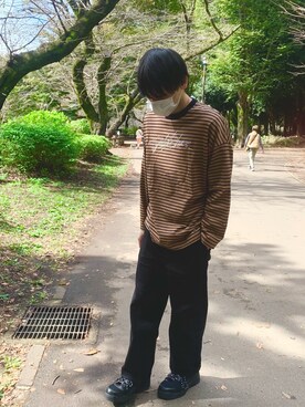 「MYne（マイン）のアイテム（シューズ）」を使った、マオさん（メンズ・175cm）の秋コーディネート