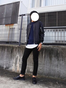 「Daniel Wellington」｜「アイテム（MA-1）」を使った、Yutaさん（メンズ・180cm）の秋コーディネート