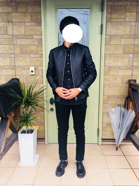 「Daniel Wellington」｜「アイテム（ライダースジャケット）」を使った、Yutaさん（メンズ・180cm）の秋コーディネート