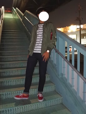 「Daniel Wellington」｜「アイテム（MA-1）」を使った、Yutaさん（メンズ・180cm）の秋コーディネート