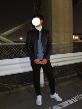 「Daniel Wellington」｜「アイテム（ライダースジャケット）」を使った、Yutaさん（メンズ・180cm）の秋コーディネート