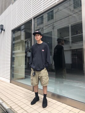 「Sourcream（サワークリーム）のアイテム（帽子）」を使った、秦翔平さん（メンズ・180cm）の秋コーディネート