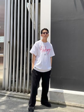 「Sourcream（サワークリーム）のアイテム（スウェットパンツ）」を使った、秦翔平さん（メンズ・180cm）の夏コーディネート