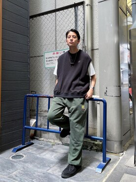 「Sourcream（サワークリーム）のアイテム（スウェットパンツ）」を使った、秦翔平さん（メンズ・180cm）の夏コーディネート