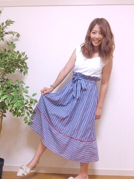 「AS as know as（エーエス アズノウアズ）のアイテム（スカート）」を使った、ERINAさん（レディース・156cm）の夏コーディネート