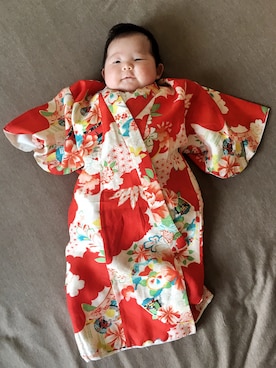「おんなのこコーデ」｜「アイテム（浴衣）」を使った、ちよさん（キッズ・50cm）の春コーディネート