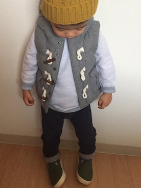 「highking（ハイキング）のアイテム（帽子）」を使った、KAEさん（キッズ・90cm）の冬コーディネート