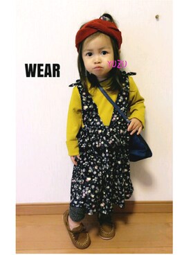 「マスタード」｜「アイテム（ラッピングキット）」を使った、sora♡yuzuさん（キッズ・80cm）の秋コーディネート