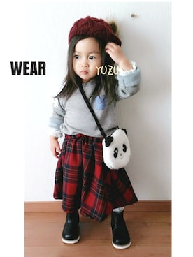 「handmade」｜「アイテム（ハンチング/ベレー帽）」を使った、sora♡yuzuさん（キッズ・80cm）の冬コーディネート