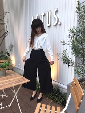 「INTERPLANET（インタープラネット）のアイテム」を使った、AYANOさん（レディース・166cm）の夏コーディネート