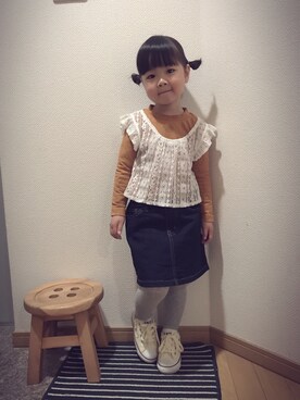 「アイテム（スカート）」を使った、HINAさん（キッズ・90cm）の春コーディネート