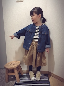 「アイテム（スカート）」を使った、HINAさん（キッズ・90cm）の春コーディネート