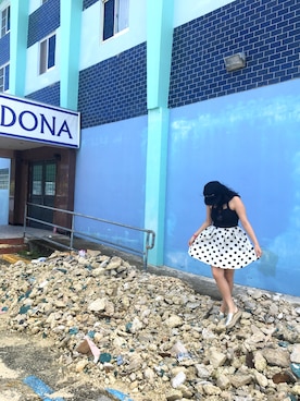 「DOPE（ドープ）のアイテム（帽子）」を使った、HaNaさん（レディース・157cm）の夏コーディネート