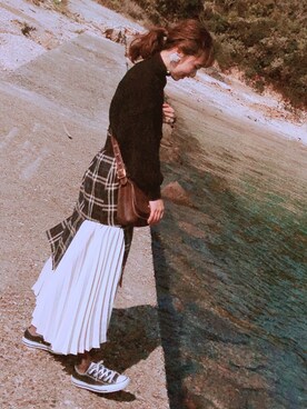 「CONVERSE（コンバース）のconverse（コンバース） ALL STAR OX（オールスターOX）（スニーカー）」を使った、きなこさん（レディース・156cm）の秋コーディネート