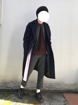 「オーバーコート」｜「アイテム（ライダースジャケット）」を使った、たくたんさん（メンズ・163cm）の冬コーディネート