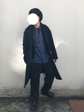 「オーバーコート」｜「アイテム（ライダースジャケット）」を使った、たくたんさん（メンズ・163cm）の冬コーディネート