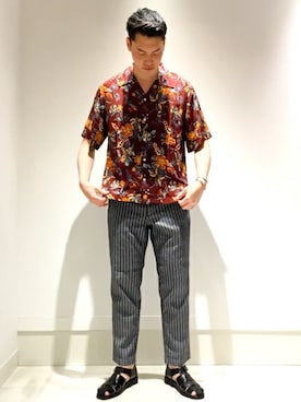 「アイテム（バングル/リストバンド）」を使った、岡﨑さん（メンズ・182cm）の夏コーディネート