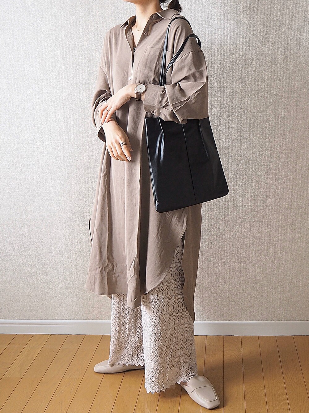 natsumi-wear さんの「【20夏新着】リネン調ロングシャツ（GeeRA）」を使ったコーディネート