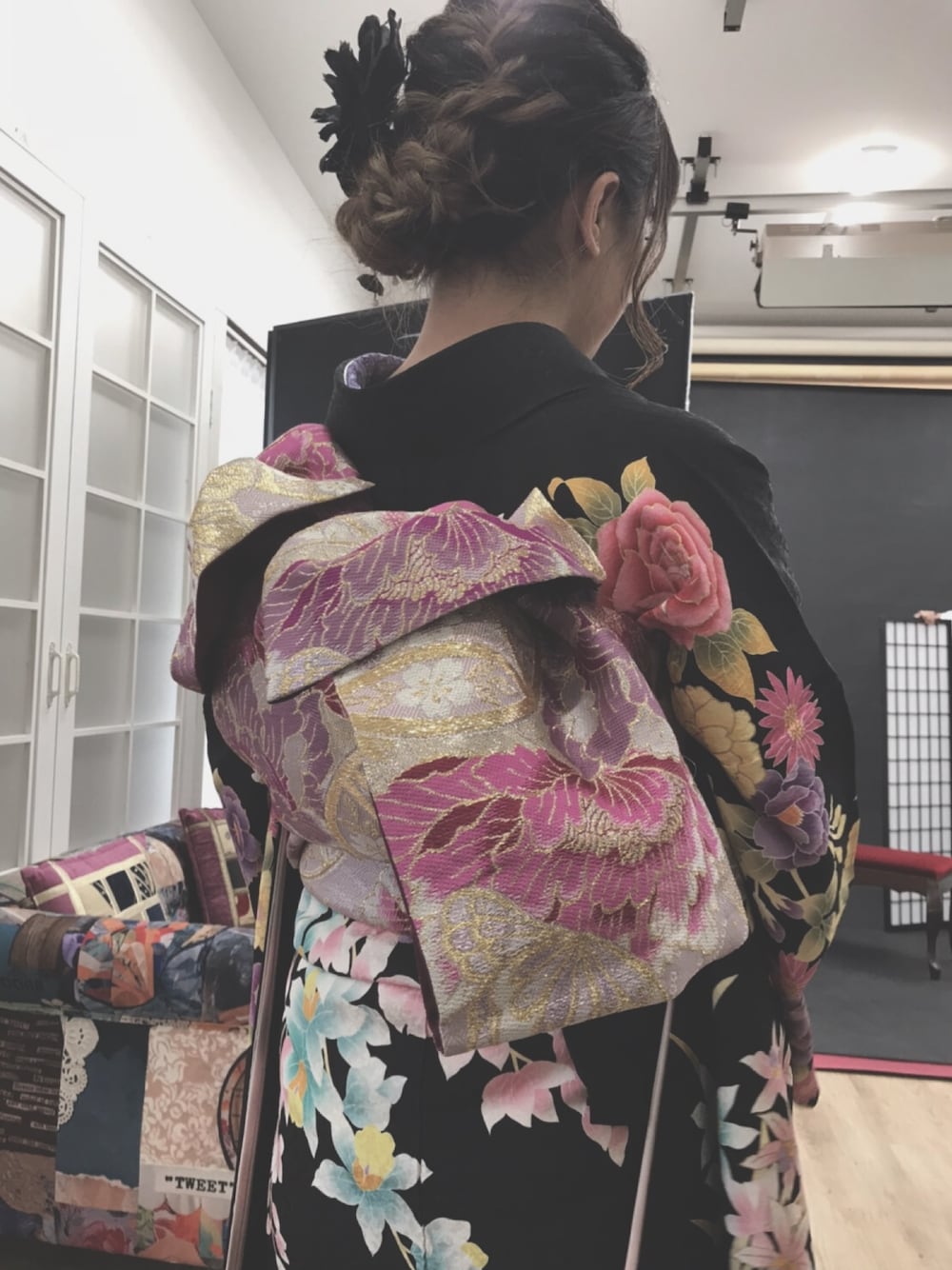 「？？のアイテム（浴衣、ブラック系）」を使った、えmさん（レディース・158cm）の秋コーディネートの1枚目の写真