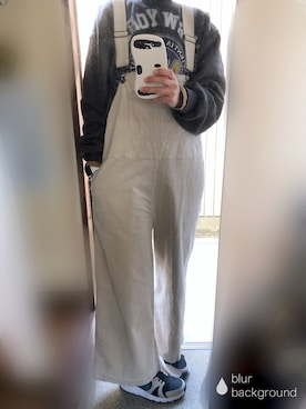 「ナイキスニーカー」｜「アイテム（オールインワン・サロペット）」を使った、よぴさん（レディース・160cm）の冬コーディネート