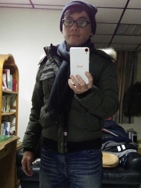 「EDWIN（エドウィン）のアイテム（ダウンジャケット/コート）」を使った、Justin_Taiさん（メンズ・171cm）の冬コーディネート