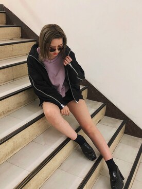 「ENVYM（アンビー）のアイテム（ブルゾン）」を使った、ENVYM_MADOKAさん（レディース・163cm）の冬コーディネート