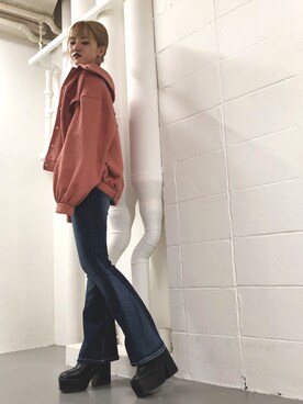 「アイテム（カバーオール、ピンク系）」を使った、ENVYM_MADOKAさん（レディース・164cm）の秋コーディネート