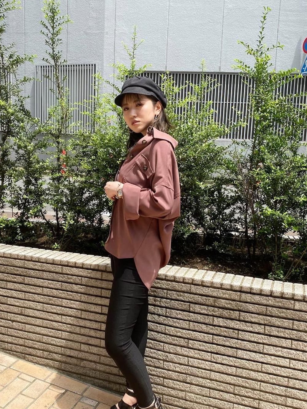 「おしゃれさんと繋がりたい、ENVYM、envym_staff、ENVYMコーデ、ootd、シンプル」｜「ENVYMのマリンキャップ（キャスケット、ブラック系）」を使った、ENVYM_MADOKAさん（レディース・164cm）の夏コーディネートの1枚目の写真