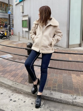 「ENVYM（アンビー）のアイテム（ジャケット/アウター）」を使った、ENVYM_MADOKAさん（レディース・164cm）の冬コーディネート