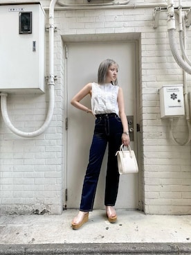 「ENVYM（アンビー）のアイテム（パンツ）」を使った、ENVYM_MADOKAさん（レディース・164cm）の春コーディネート