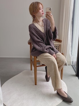 「スキッパーニット」｜「アイテム（オールインワン・サロペット）」を使った、haruna131さん（レディース・158cm）の秋コーディネート