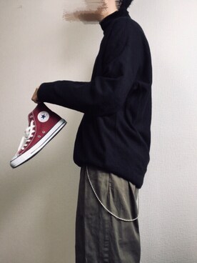 「アイテム（ウォレットチェーン、ホワイト系）」を使った、颯人さん（メンズ・170cm）の冬コーディネート