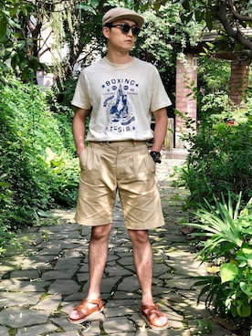 「OLD JOE & CO.（オールドジョーアンドコー）のアイテム（帽子）」を使った、Sho3sさん（メンズ・175cm）の夏コーディネート