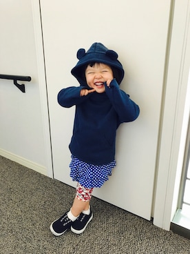 「PETIT BATEAU（プチバトー）のアイテム（スカート）」を使った、aoaoさん（キッズ・90cm）の冬コーディネート
