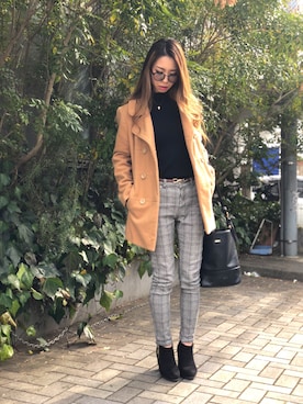 「GAP（ギャップ）のアイテム（ピーコート）」を使った、kaochiさん（レディース・159cm）の冬コーディネート