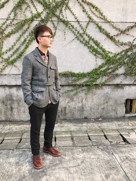 「PENFIELD USA（ペンフィールドユーエスエー）のアイテム（パンツ）」を使った、大頭さん（メンズ・187cm）の冬コーディネート