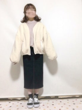 「ゆるゆる」｜「アイテム（ブルゾン）」を使った、ayakaさん（レディース・154cm）の冬コーディネート