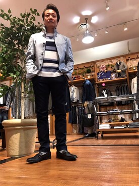 「アイテム（モカシン/デッキシューズ、ブルー系）」を使った、イオンモール福津 ハイダウェイさん（メンズ・170cm）の冬コーディネート