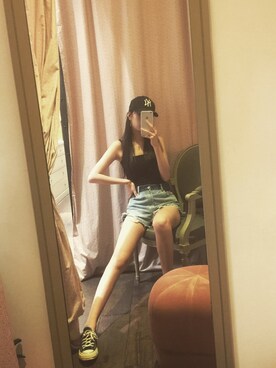 「基础款」｜「アイテム（キャップ）」を使った、vennaさん（レディース・171cm）の夏コーディネート