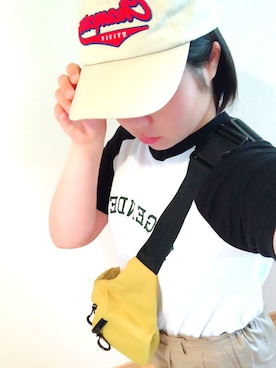 「GU（ジーユー）のアイテム（Tシャツ/カットソー、ホワイト系）」を使った、chanriさん（レディース・157cm）の夏コーディネート