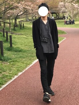 「Sebastian（セバスティアン）のアイテム（ステンカラーコート）」を使った、LUKEさん（メンズ・182cm）の春コーディネート