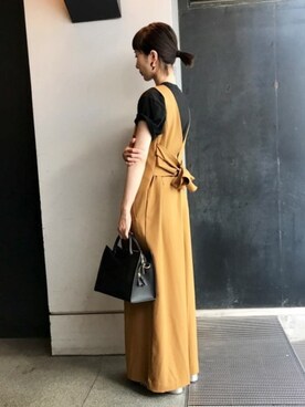 「アイテム（サロペット/オーバーオール、イエロー系）」を使った、nano・universe lady's webeditorさん（レディース・158cm）の夏コーディネート