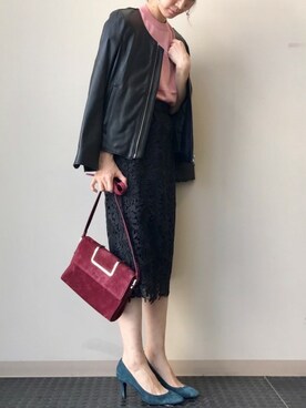 「NANO universe（ナノユニバース）のアイテム（ライダースジャケット）」を使った、nano・universe lady's webeditorさん（レディース・158cm）の秋コーディネート