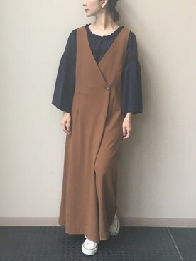 「ラップパンツ」｜「アイテム（サロペット/オーバーオール）」を使った、nano・universe lady's webeditorさん（レディース・158cm）の秋コーディネート